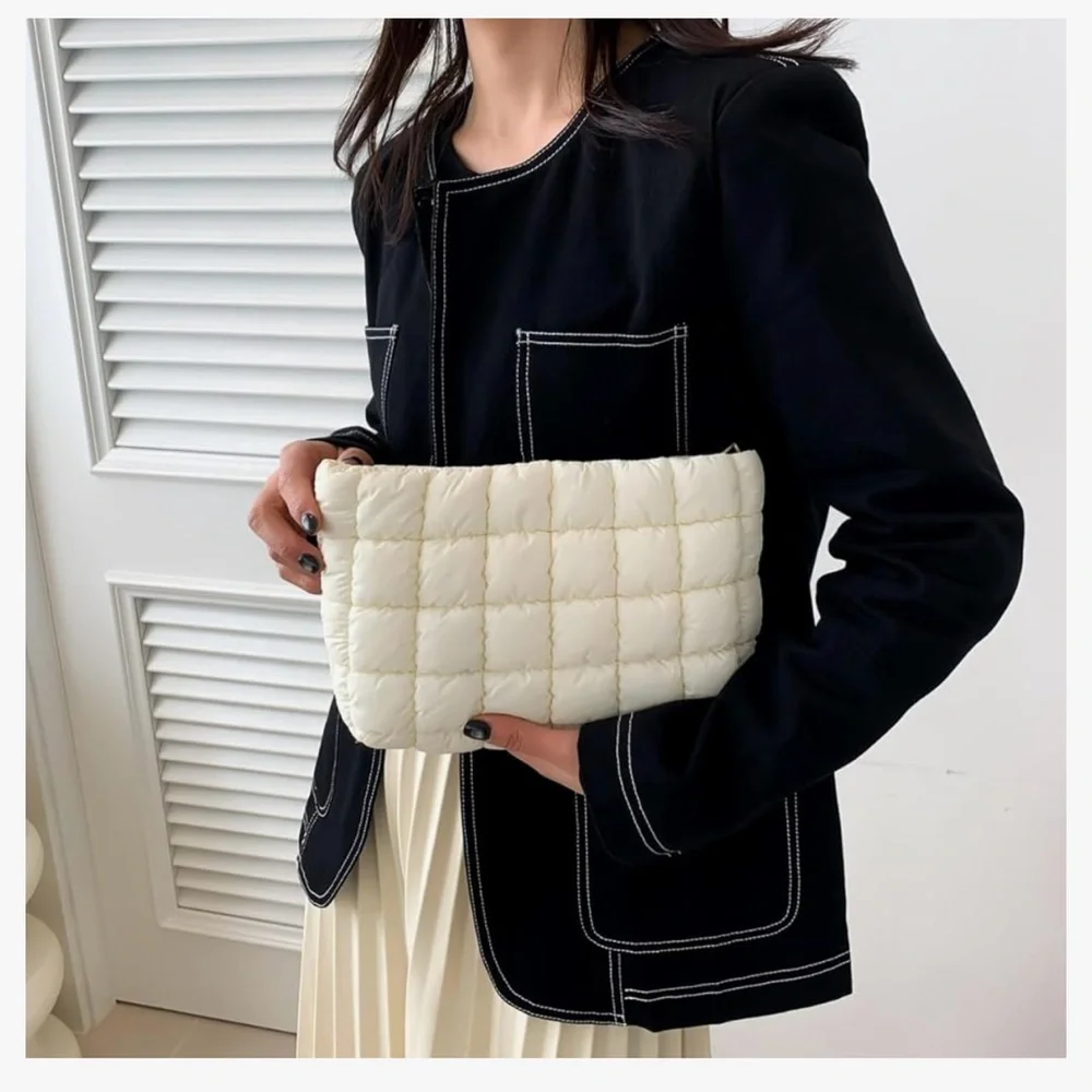 NEW Puffy Blush Ivory Pouch w/ Gold-Tone Hardware - Picture 5 of 5